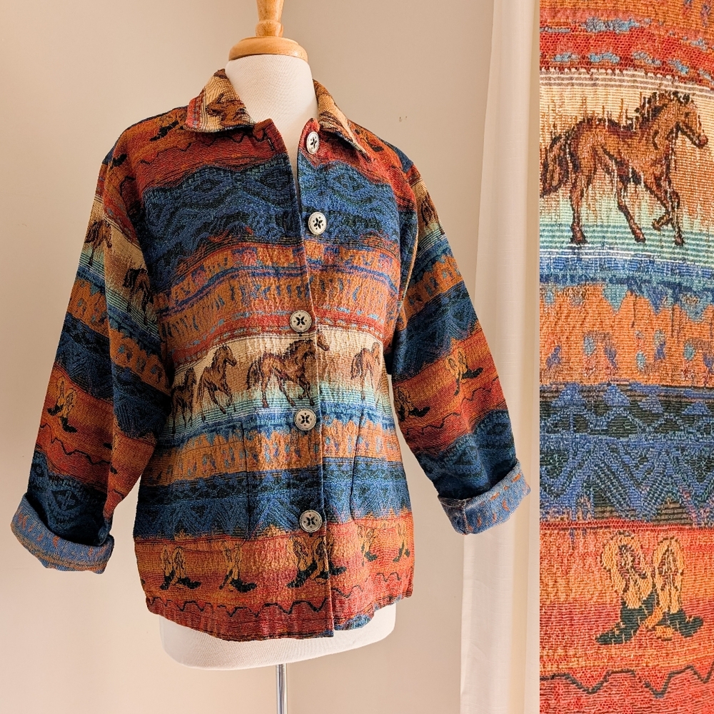 Vintage Multicolor Western Wild Horse Jacket